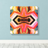 ヴィンテージカラフルビベス幾何学 キャンバスプリント (インサイチュ (ウッドフロア))