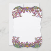 ヴィンテージカラフルピーコックペイズリーダマスウェディング 招待状 (裏面)