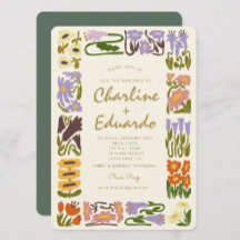 ヴィンテージカラフルフラワーレトロ結婚ズ