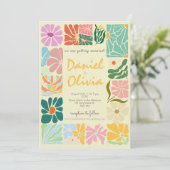 ヴィンテージカラフルフラワーレトロ結婚ズ 招待状 (スタンド正面)