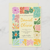 ヴィンテージカラフルフラワーレトロ結婚ズ 招待状 (正面/裏面)