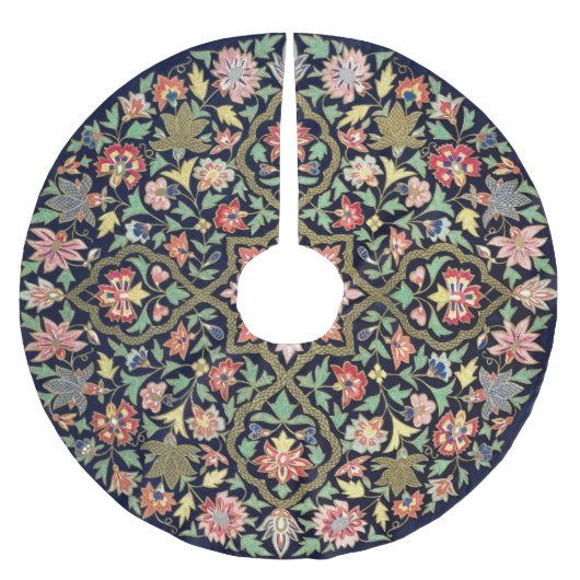 ヴィンテージカラフルフローラインディアンマンダラパターン ブラッシュドポリエステルツリースカート (正面)