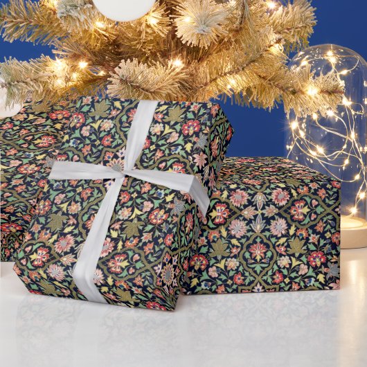 ヴィンテージカラフルフローラインディアンマンダラパターン ラッピングペーパー (クリスマス)