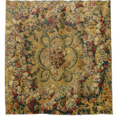 ヴィンテージカラフルフローラカーペットパターン シャワーカーテン (正面)