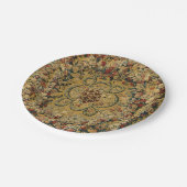 ヴィンテージカラフルフローラカーペットパターン ペーパープレート (アングル)