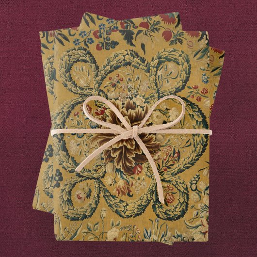 ヴィンテージカラフルフローラカーペットパターン ラッピングペーパーシート