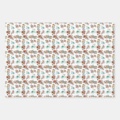 ヴィンテージカラフルフローラバードパターンクリスマス ラッピングペーパーシート (正面2)