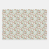 ヴィンテージカラフルフローラバードパターンクリスマス ラッピングペーパーシート (正面)