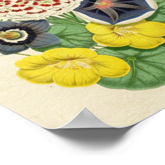 ヴィンテージカラフルフローラブーケリースアートポスター ポスター (角)