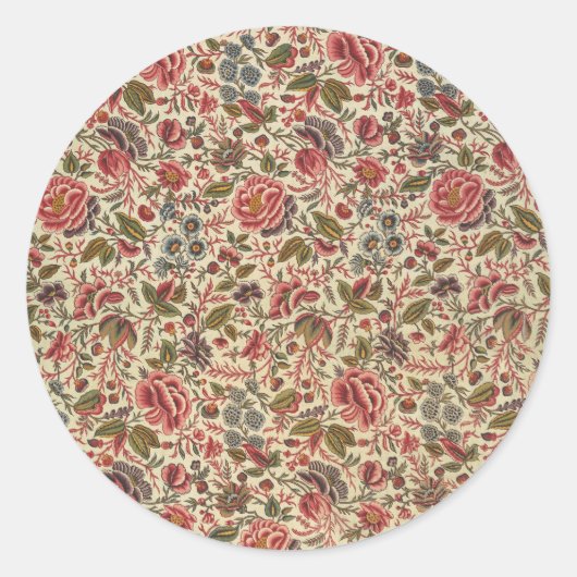ヴィンテージカラフルフローラプリント ラウンドシール (正面)