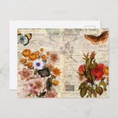 ヴィンテージカラフルフローラ分離 ポストカード (正面/裏面)
