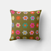 ヴィンテージカラフルフローラ抽象芸術レトロ花 クッション (裏面)