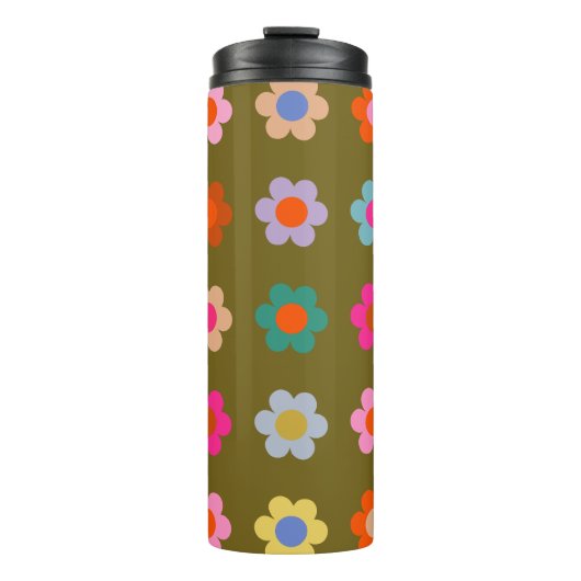 ヴィンテージカラフルフローラ抽象芸術レトロ花 タンブラー (正面)