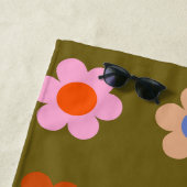 ヴィンテージカラフルフローラ抽象芸術レトロ花 ビーチタオル (インサイチュ)