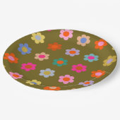 ヴィンテージカラフルフローラ抽象芸術レトロ花 ペーパープレート (アングル)