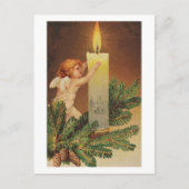 ヴィンテージカラフルホワイトクリスマスエンジェルカード シーズンポストカード (正面)