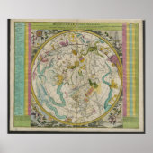 ヴィンテージカラフルボレアルスカイスターズ1730アトラスの地図 ポスター (正面)