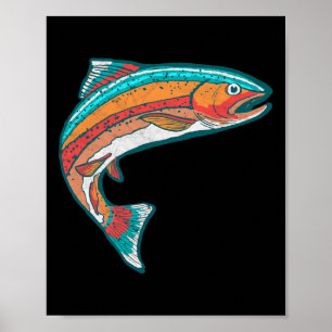 ヴィンテージカラフルマス魚釣りレトロフィッシュグラフィック ポスター