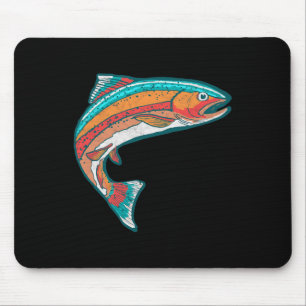ヴィンテージカラフルマス魚釣りレトロフィッシュグラフィック マウスパッド