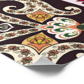 ヴィンテージカラフルマンダラモチーフのシームレスなパターン ポスター (角)