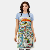 ヴィンテージカラフルミシガンマップエプロン エプロン (着用した状態)