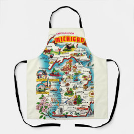 ヴィンテージカラフルミシガンマップエプロン エプロン