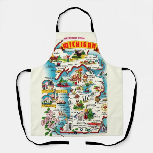 ヴィンテージカラフルミシガンマップエプロン エプロン (正面)