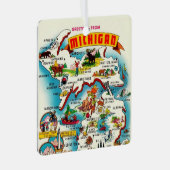 ヴィンテージカラフルミシガン地図はがき メタルオーナメント (正面右)