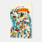 ヴィンテージカラフルミシガン地図はがき メタルオーナメント (正面左)