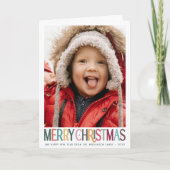 ヴィンテージカラフルメリークリスマスかわいい星の写真 カード (正面)