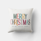 ヴィンテージカラフルメリークリスマスかわいい星の写真 クッション (裏面)