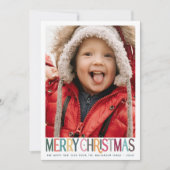 ヴィンテージカラフルメリークリスマスかわいい星の写真 シーズンカード (正面)