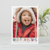 ヴィンテージカラフルメリークリスマスかわいい星の写真 シーズンカード (スタンド正面)