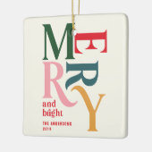 ヴィンテージカラフルメリークリスマスメリー セラミックオーナメント (左)