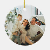 ヴィンテージカラフルメリークリスマス家族の写真 セラミックオーナメント (裏面)