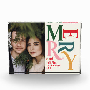 ヴィンテージカラフルメリー・クリスマス・ワン写真 フォトブロック