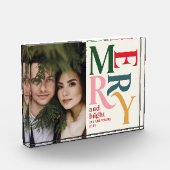 ヴィンテージカラフルメリー・クリスマス・ワン写真 フォトブロック (左)