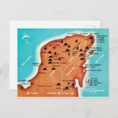 ヴィンテージカラフルユカタンメキシコの地図 ポストカード (正面/裏面)