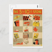 ヴィンテージカラフルリテール5とDime Store WPA ポストカード (正面/裏面)