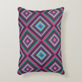 ヴィンテージカラフルレトロキルトパターンボホシック アクセントクッション (正面(垂直))