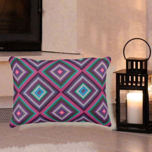 ヴィンテージカラフルレトロキルトパターンボホシック アクセントクッション