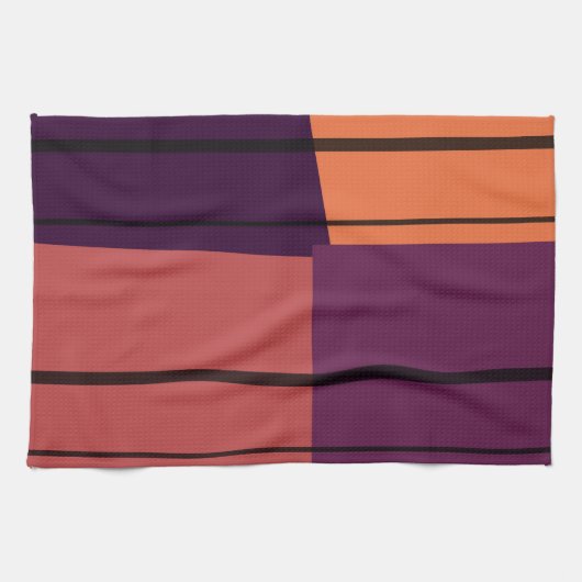 ヴィンテージカラフルレトロストライプアートパターン#2 キッチンタオル (横)