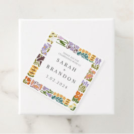 ヴィンテージカラフルレトロ結婚フローラ フェイバータグ