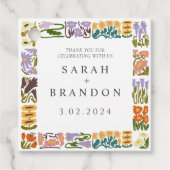 ヴィンテージカラフルレトロ結婚フローラ フェイバータグ (正面)