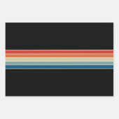 ヴィンテージカラフルレトロ70ストライプs ラッピングペーパーシート (正面2)