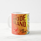 ヴィンテージカラフルロードアイランドマップマグカップ コーヒーマグカップ (正面左)