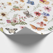 ヴィンテージカラフルワイルドフラワーズバタフライボタニカル ラッピングペーパー (角)