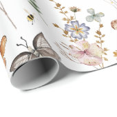 ヴィンテージカラフルワイルドフラワーズバタフライボタニカル ラッピングペーパー (ロールコーナー)