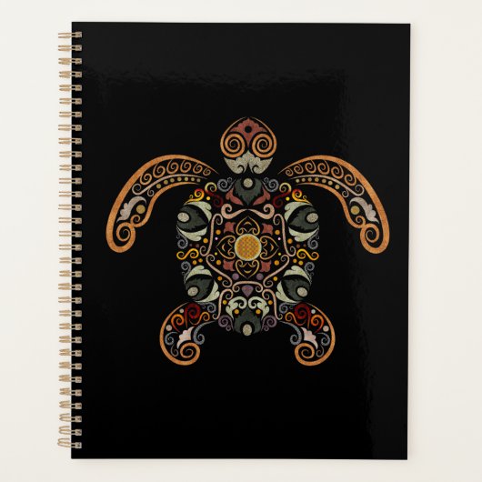 ヴィンテージカラフル亀デザインガンメタル仕上げモン プランナー手帳 (正面)