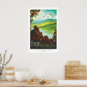 ヴィンテージカラフル地球は宇宙旅行のオアシス ポスター (キッチン)